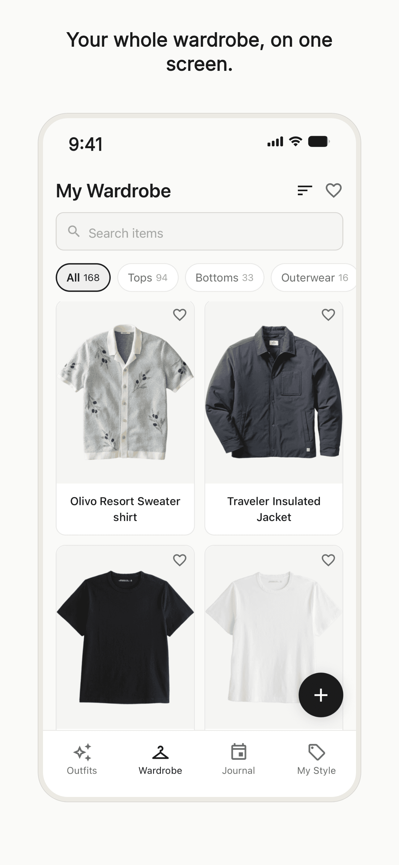 Closetize screenshot: The wardrobe