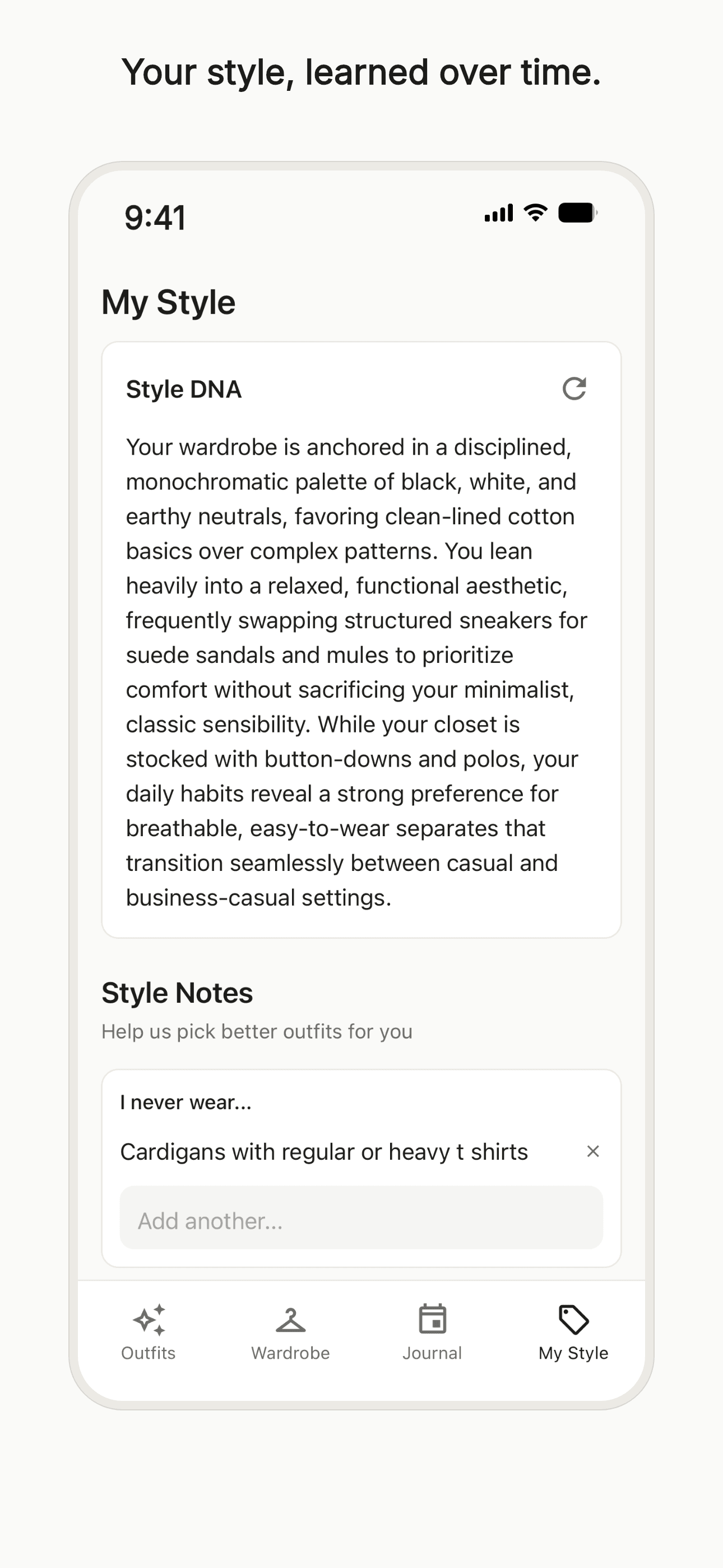 Closetize screenshot: Style DNA