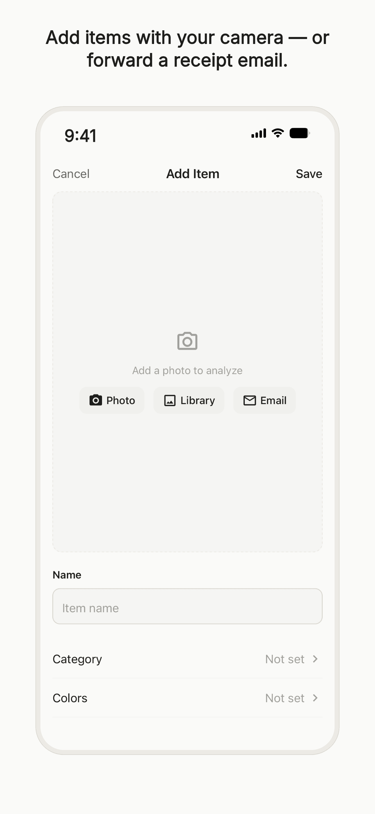 Closetize screenshot: Adding a piece