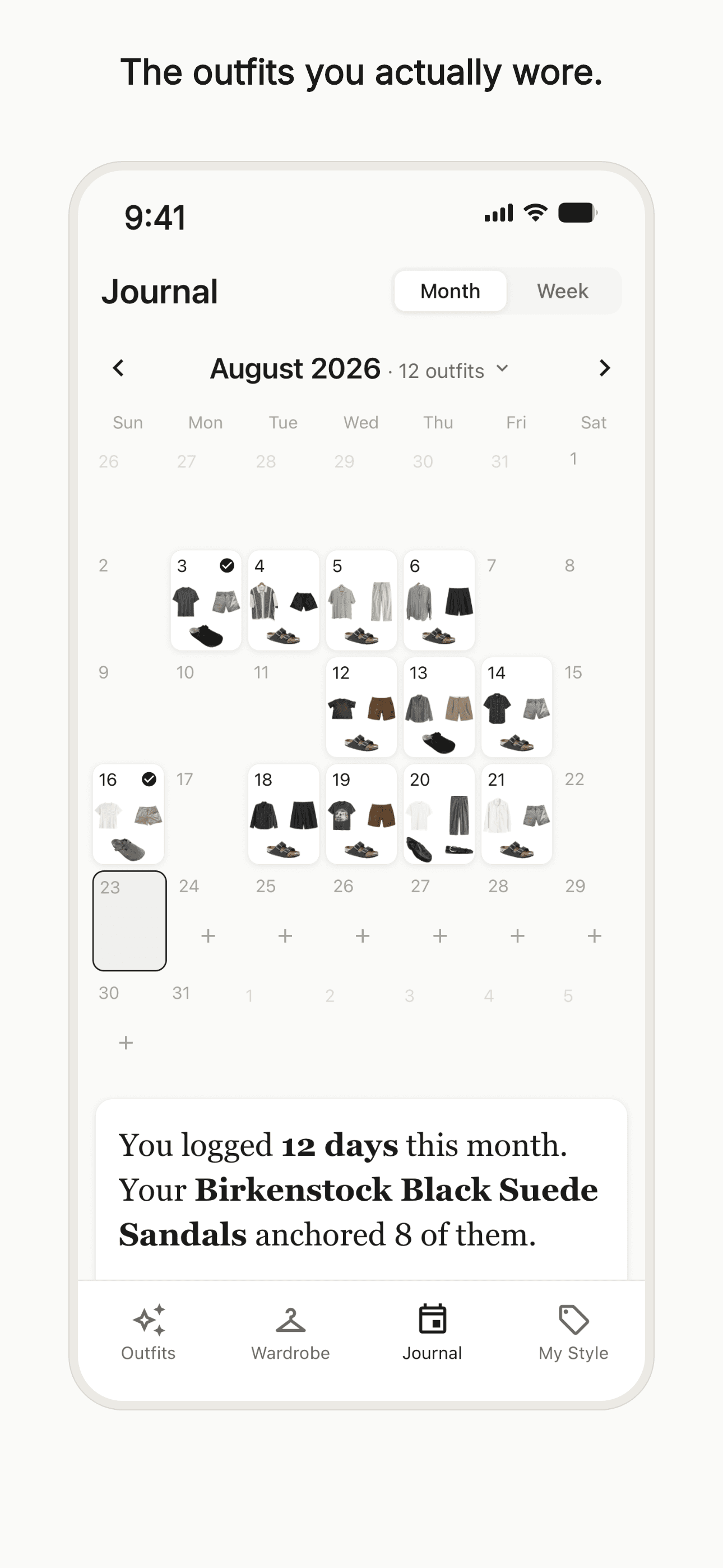 Closetize screenshot: The Journal